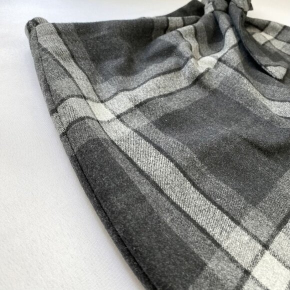 ARITZIA WILFRED GREY PLAID WRAP FRONT TIE WOOL CASHMERE BLEND MINI SKIRT - 0 - Picture 7 of 9
